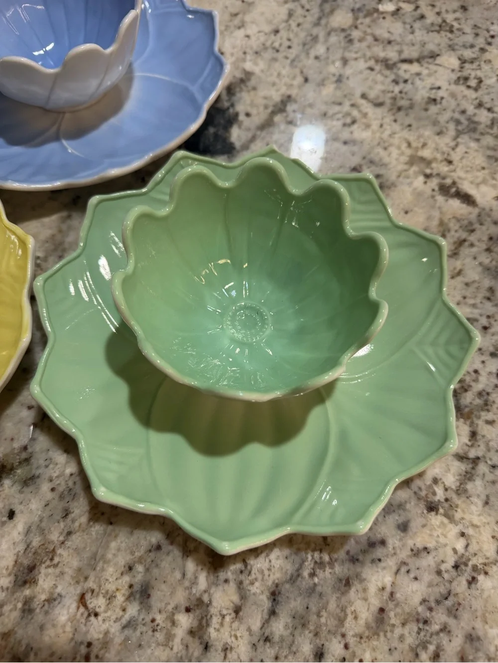 Pastel Flower Plates & Bowls Set of 10, Floral Petal Dinnerware, Cottagecore